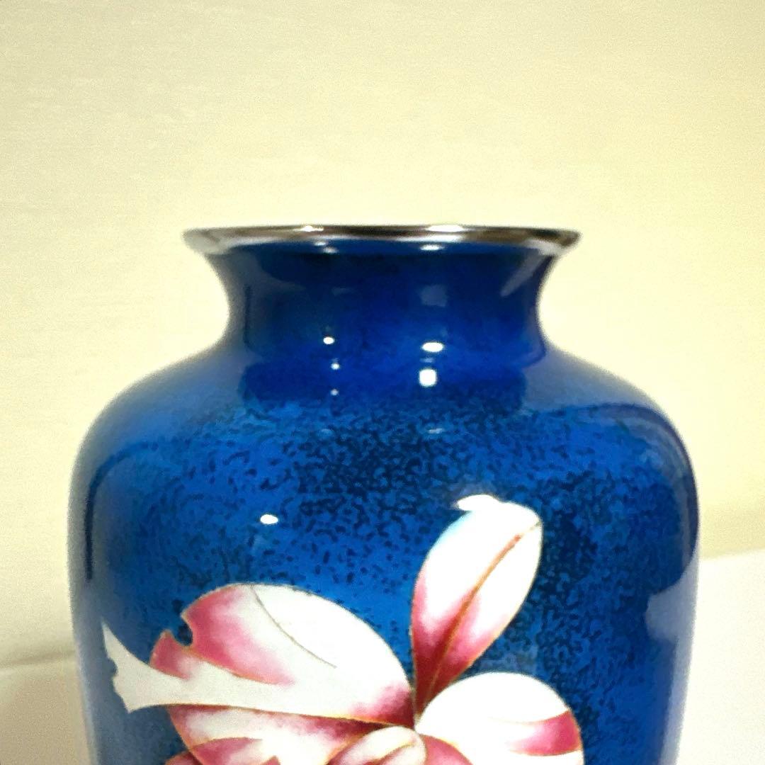 七宝焼　大吉七宝工房　太田博明作　花蝶文　花瓶