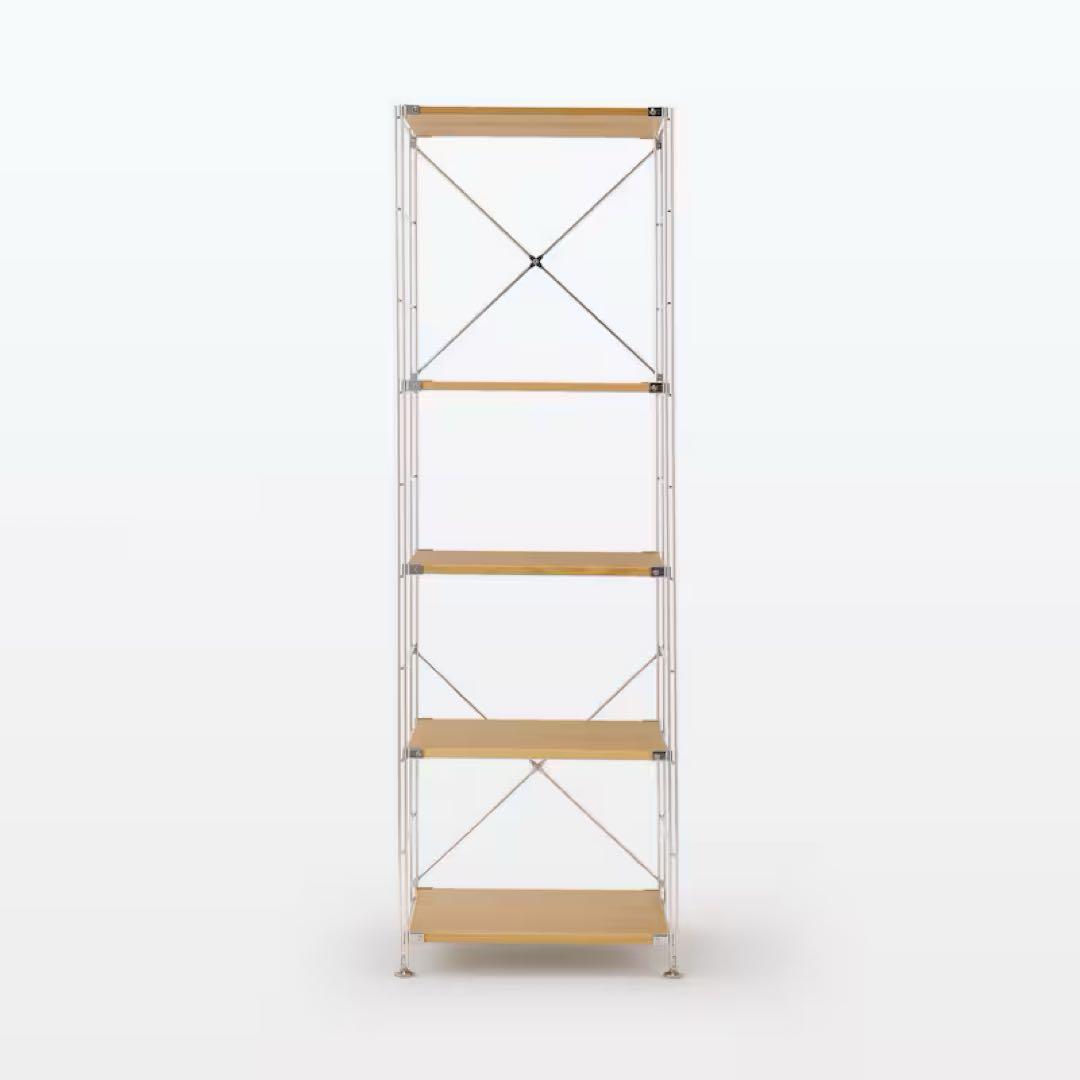 ステンレスユニットシェルフ　オーク材棚セット　大