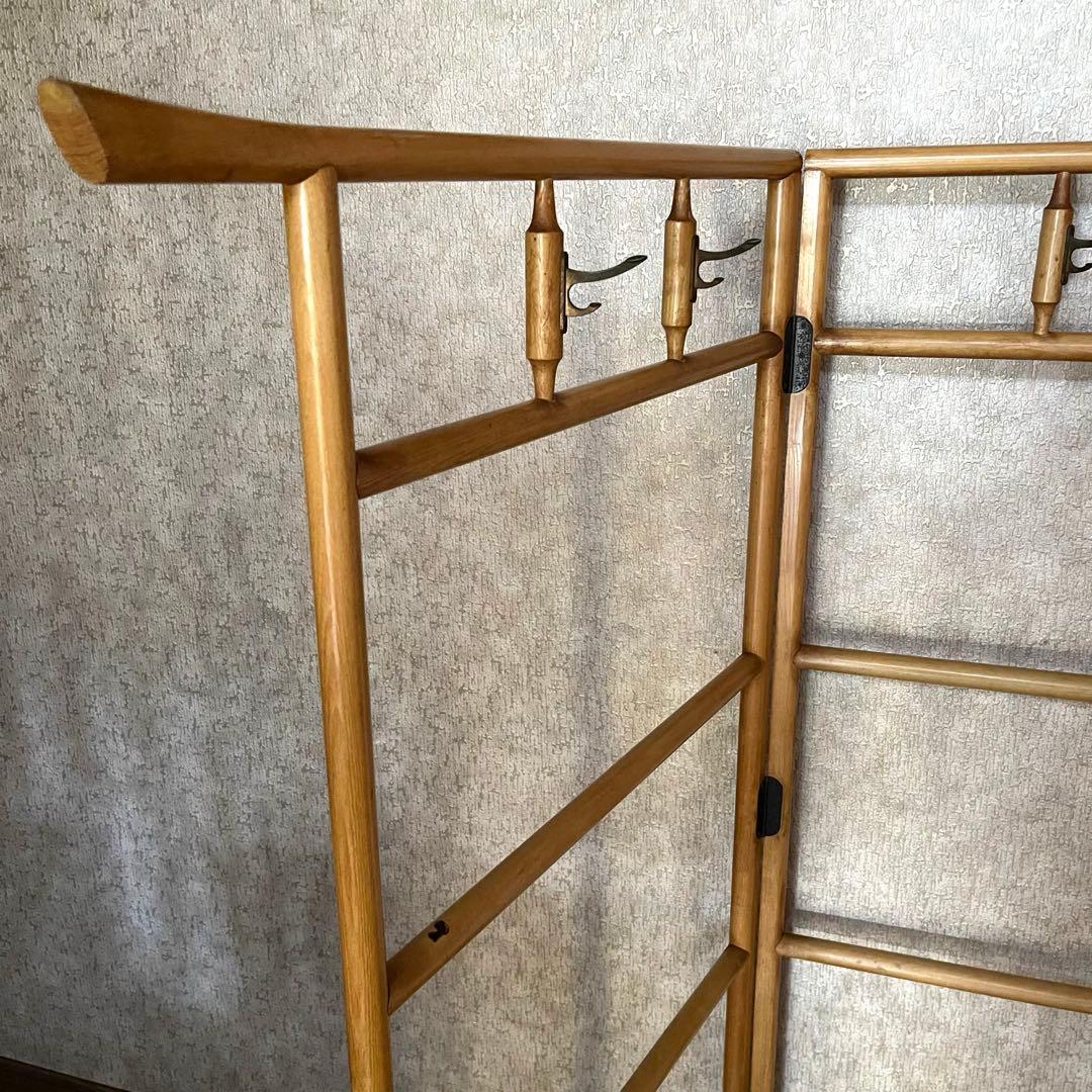 【昭和レトロ 商品】折りたたみ衣桁 古民具 欅 衣紋掛け ハンガー 着物　送料込