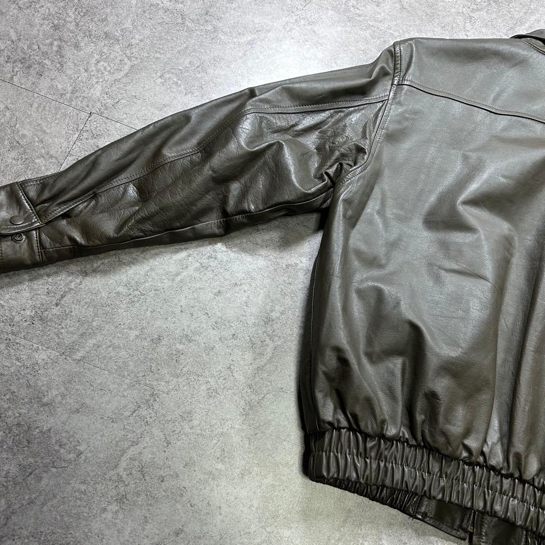 90s【Vintage】A-2/フライトレザージャケット/Y2K/短丈/a2/灰