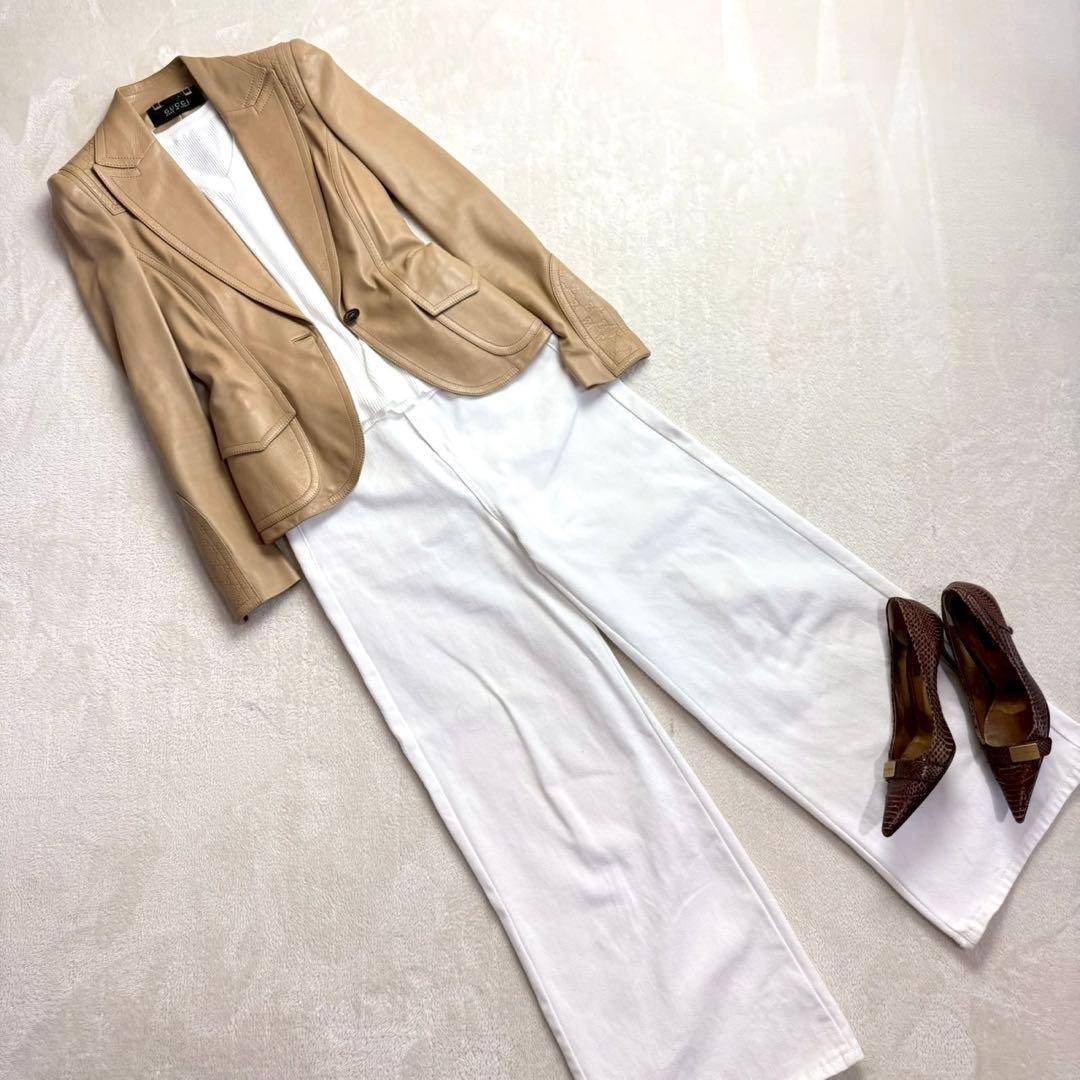 AAA　グッチ レザージャケット 38 羊革 テーラード アウター