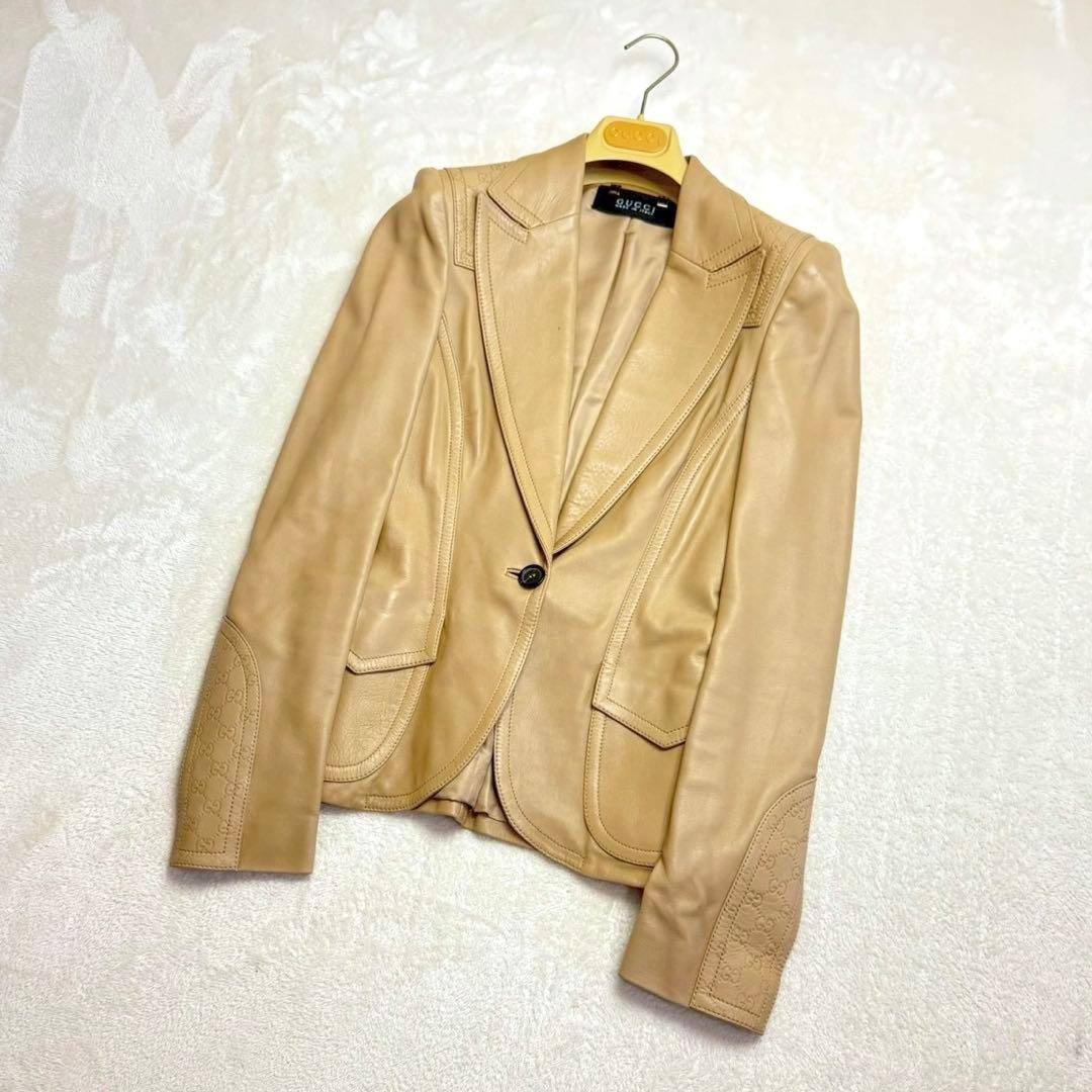 AAA　グッチ レザージャケット 38 羊革 テーラード アウター