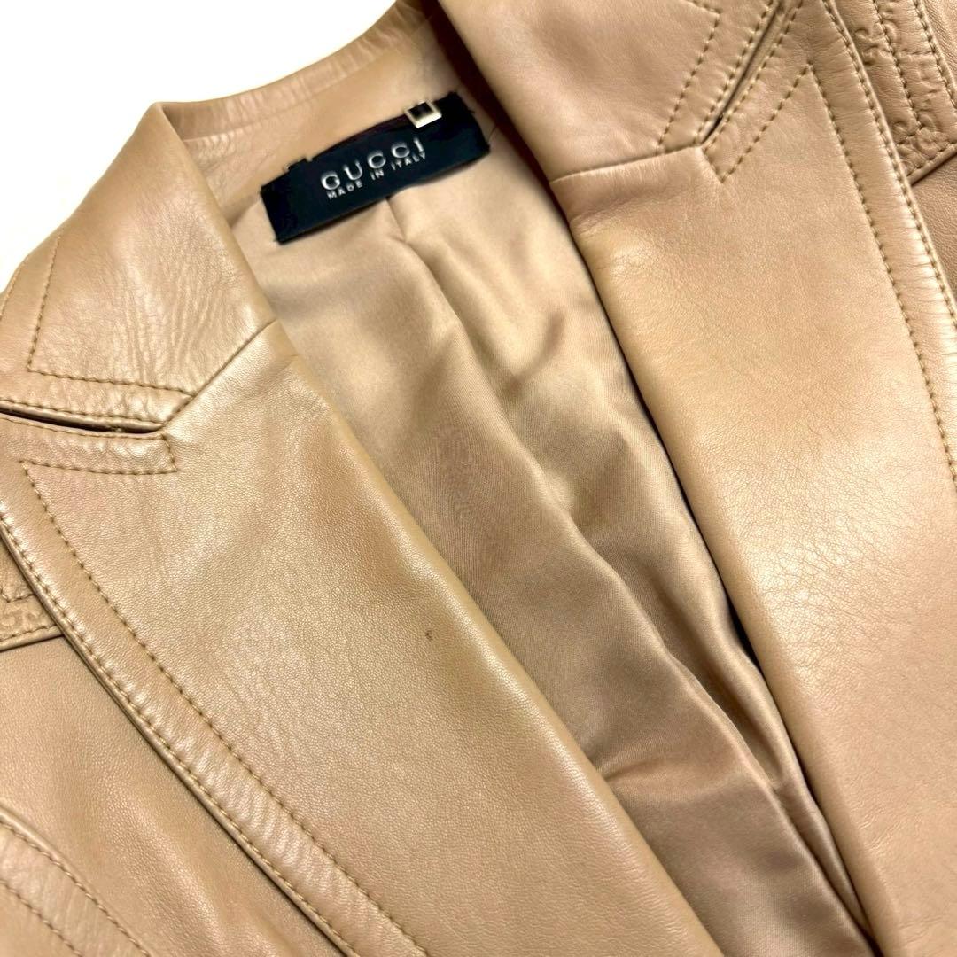 AAA　グッチ レザージャケット 38 羊革 テーラード アウター