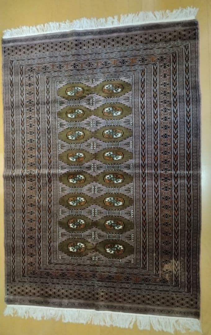 新品 未使用 パキスタン製？ 手織り ウール絨毯 大判 羊毛 カーペット ラグ