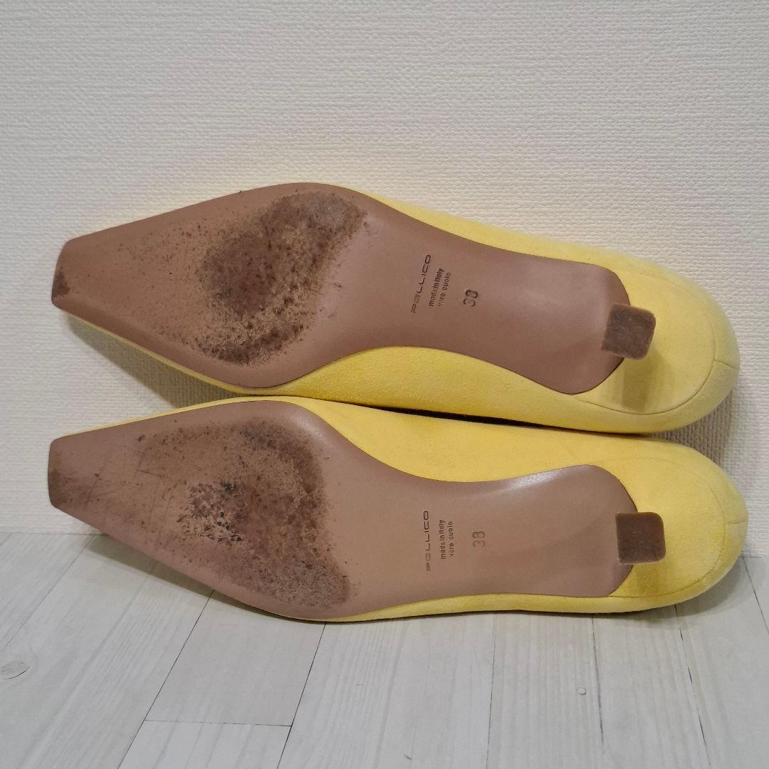 PELLICO ペリーコ スクエアトゥパンプス 25cm イエロー4cm美品
