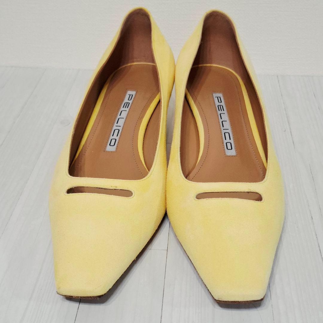 PELLICO ペリーコ スクエアトゥパンプス 25cm イエロー4cm美品