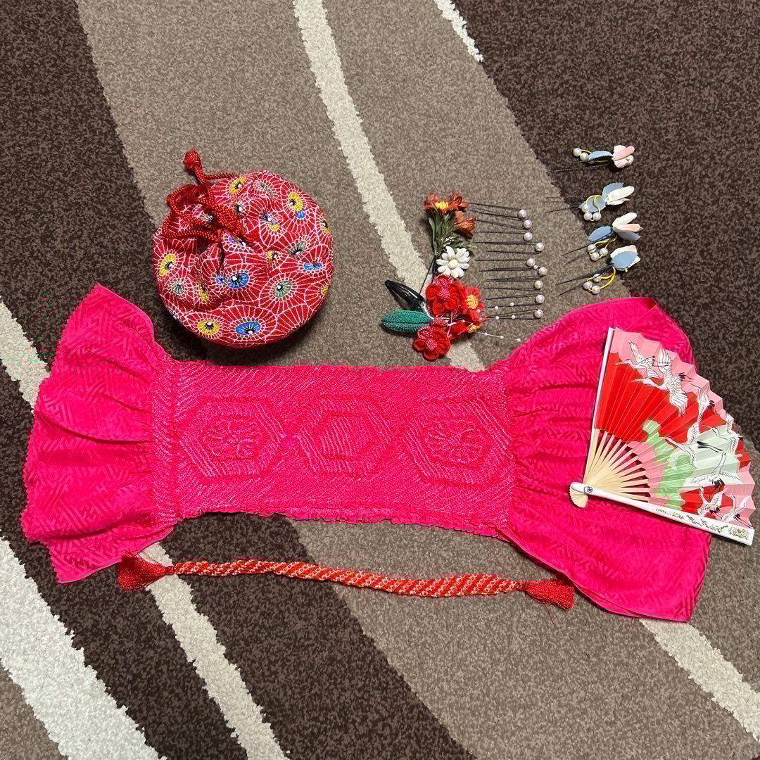 大幅値下げ！　七五三 女の子 7歳 着物　反物仕立て・2着 長襦袢・帯