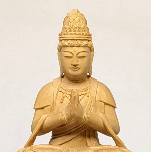 【セール・新品】 普賢菩薩　文殊菩薩　柘植　総高さ約21.5㎝　仏像