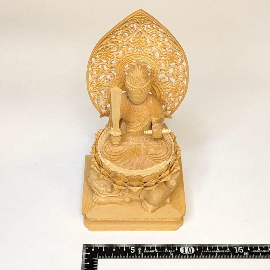 【セール・新品】 普賢菩薩　文殊菩薩　柘植　総高さ約21.5㎝　仏像