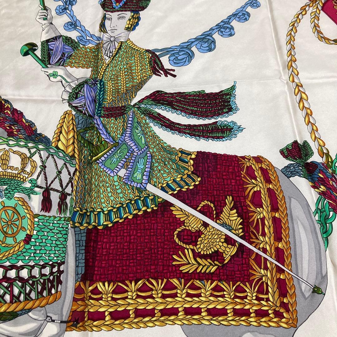 HERMES エルメス カレ90 ティンパニー奏者 スカーフ 黒　タグなし