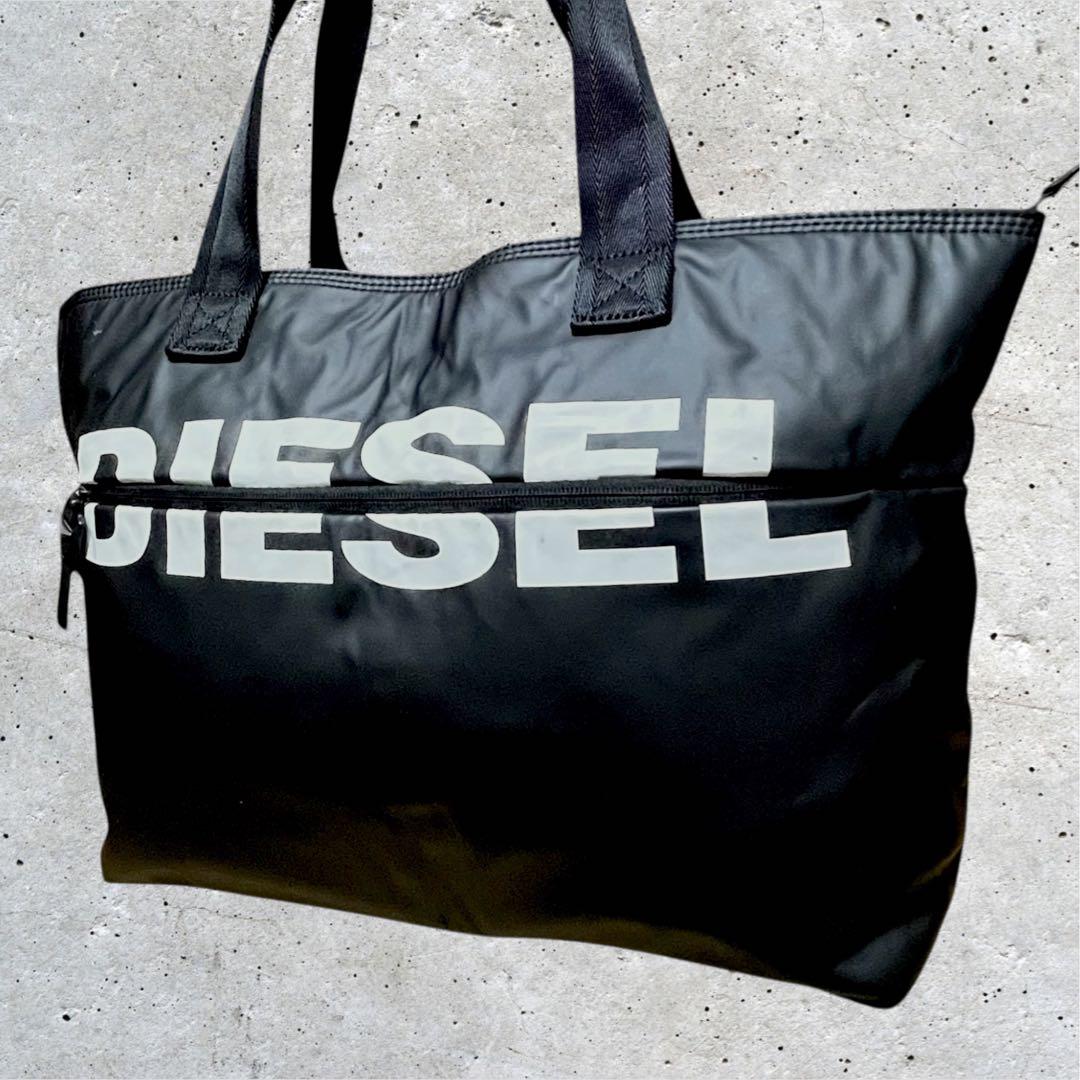 美品　ディーゼル　トートバッグ　A4 大容量　ポリウレタン　肩掛け　ブラック