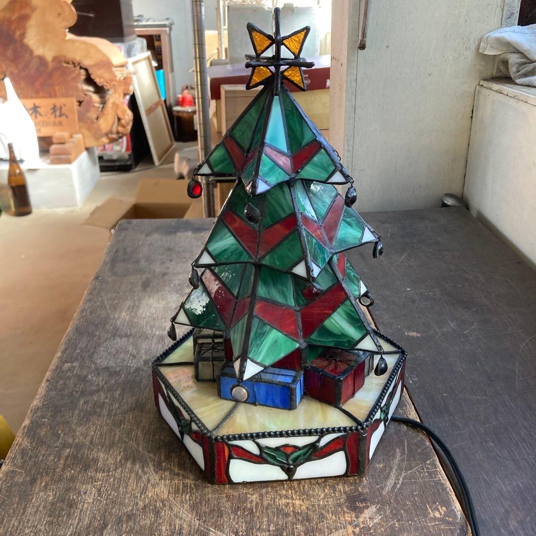 ビンテージ オーナメントグラス ステンドグラス クリスマスツリー 高さ33cm