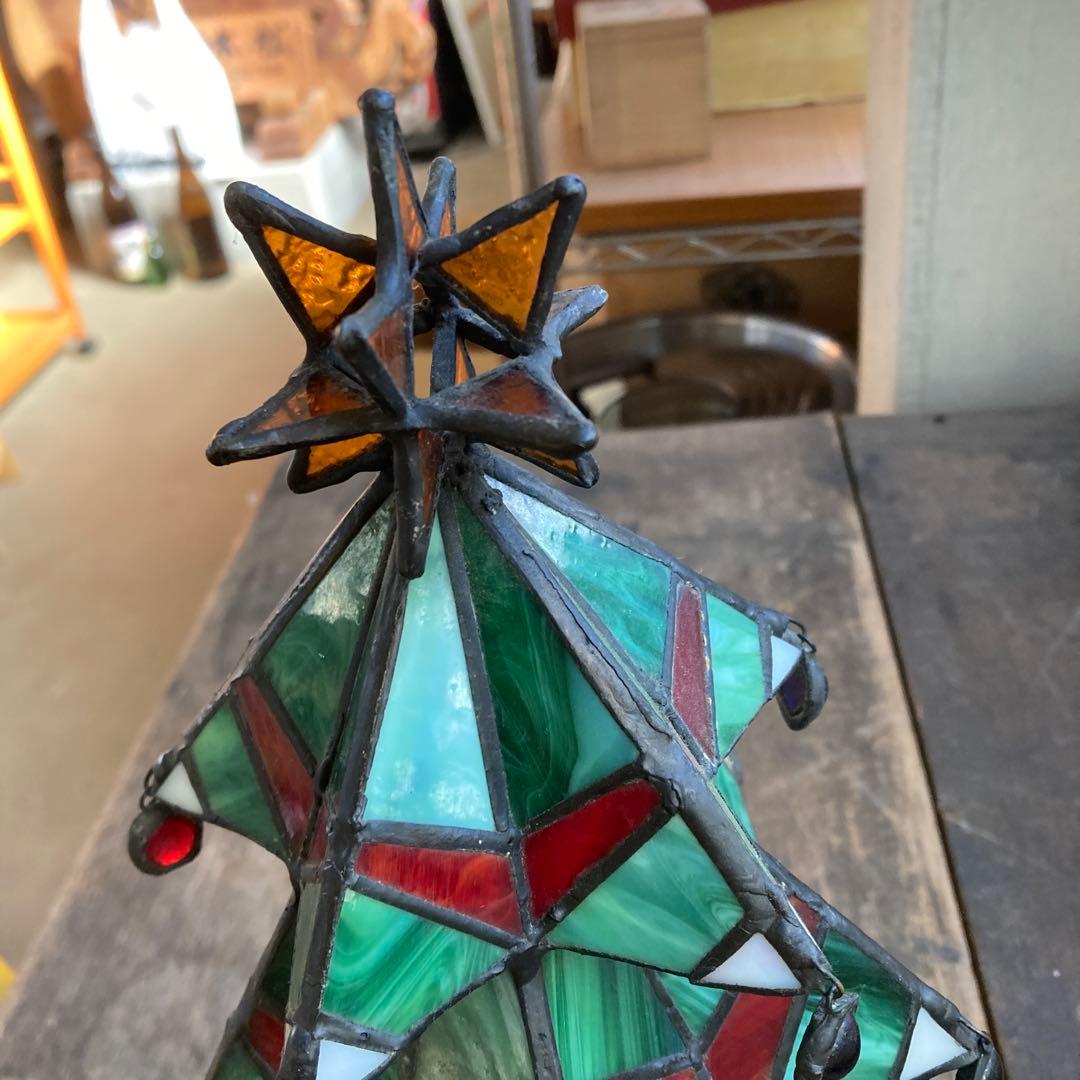 ビンテージ オーナメントグラス ステンドグラス クリスマスツリー 高さ33cm