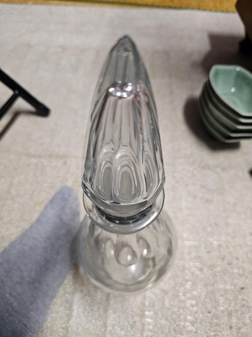 大正から戦前 ウランガラス デキャンタ カットガラス