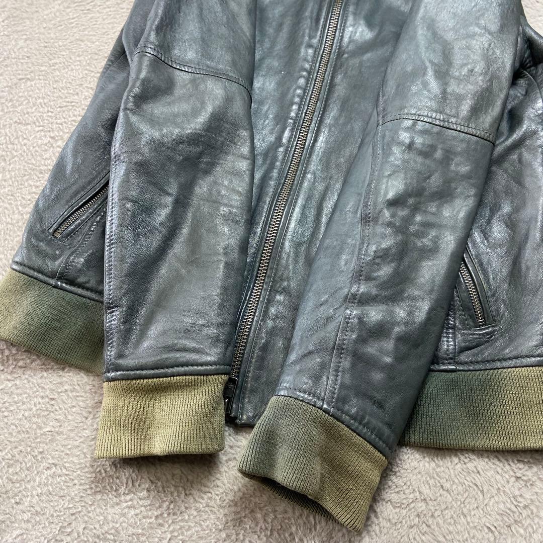 Haruf ハルフ 極上羊革 ラムレザージャケット 深緑 Lサイズ パキスタン製
