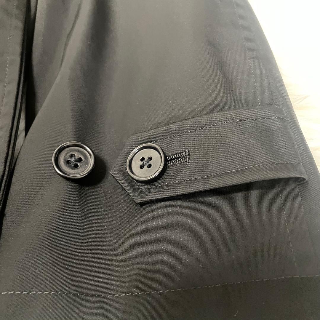 BARNEYS NEWYORKメンズ ステンカラーコート 中綿ライナー付き 黒