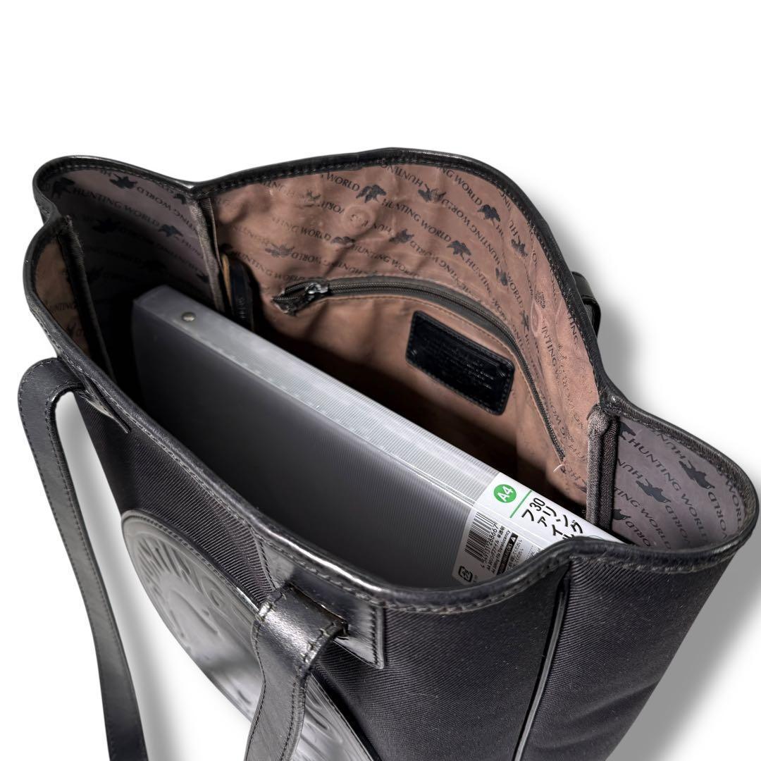 《美品》ハンティングワールド トートバッグ レザー 大容量 A4 ビックロゴ