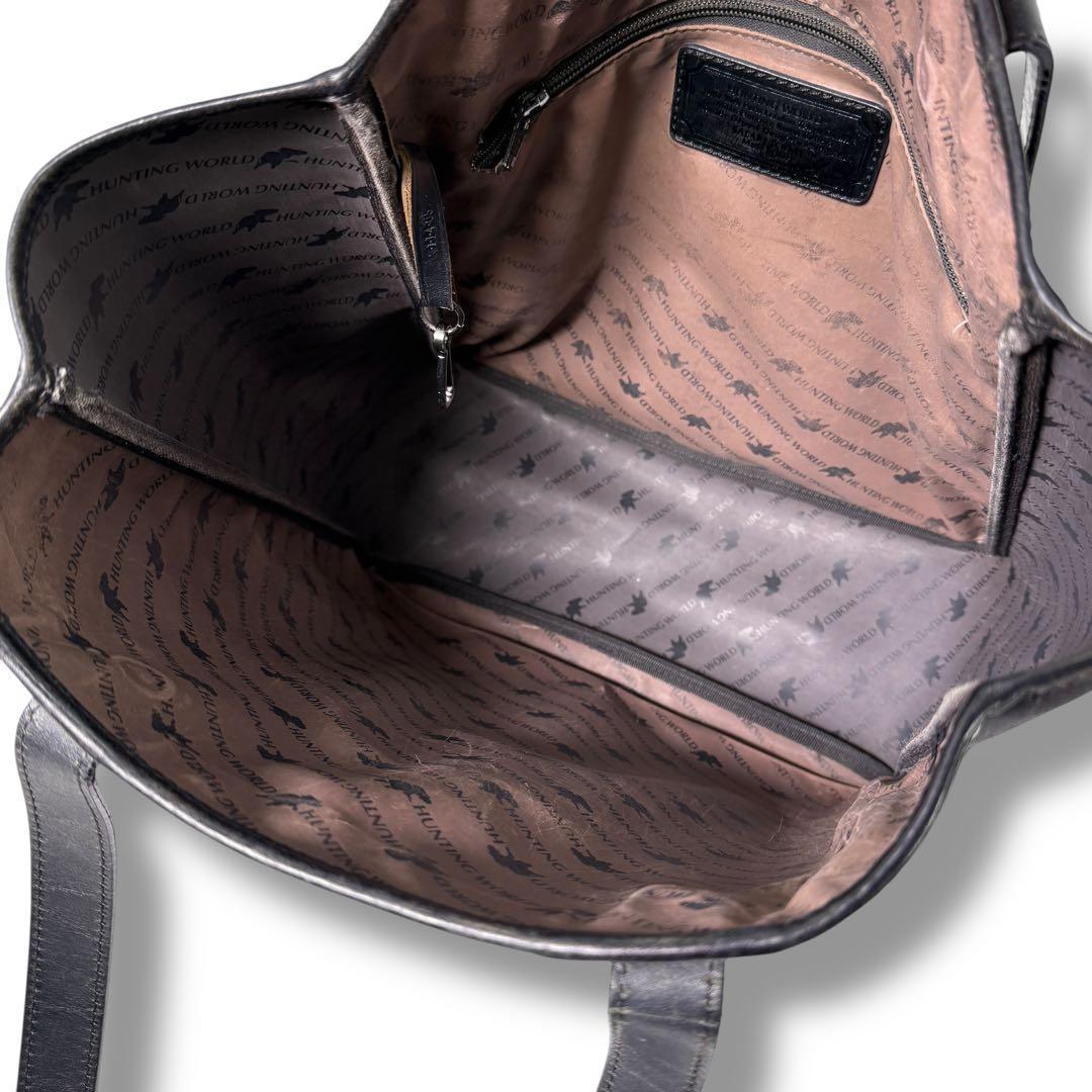 《美品》ハンティングワールド トートバッグ レザー 大容量 A4 ビックロゴ