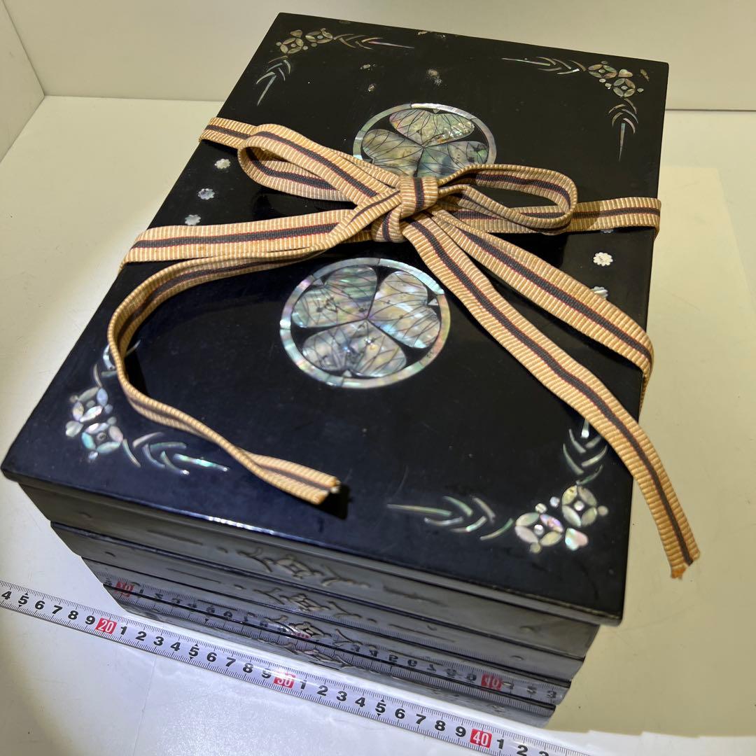 時代　木彫螺鈿印籠、宝石四段ケース　32×23×16㎝東Y8-02101F☆2F