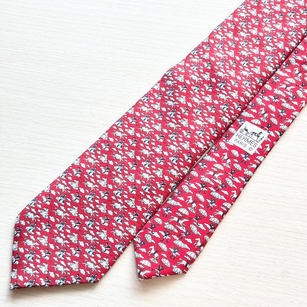 HERMES 雲 馬 騎手 ネクタイ DANS LES NUAGES 雲の中で