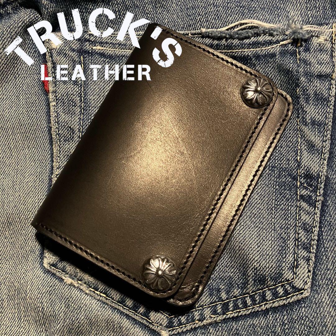 お札が折れない！ミドルトラッカーウォレット クロスボールコンチョ シルバー925