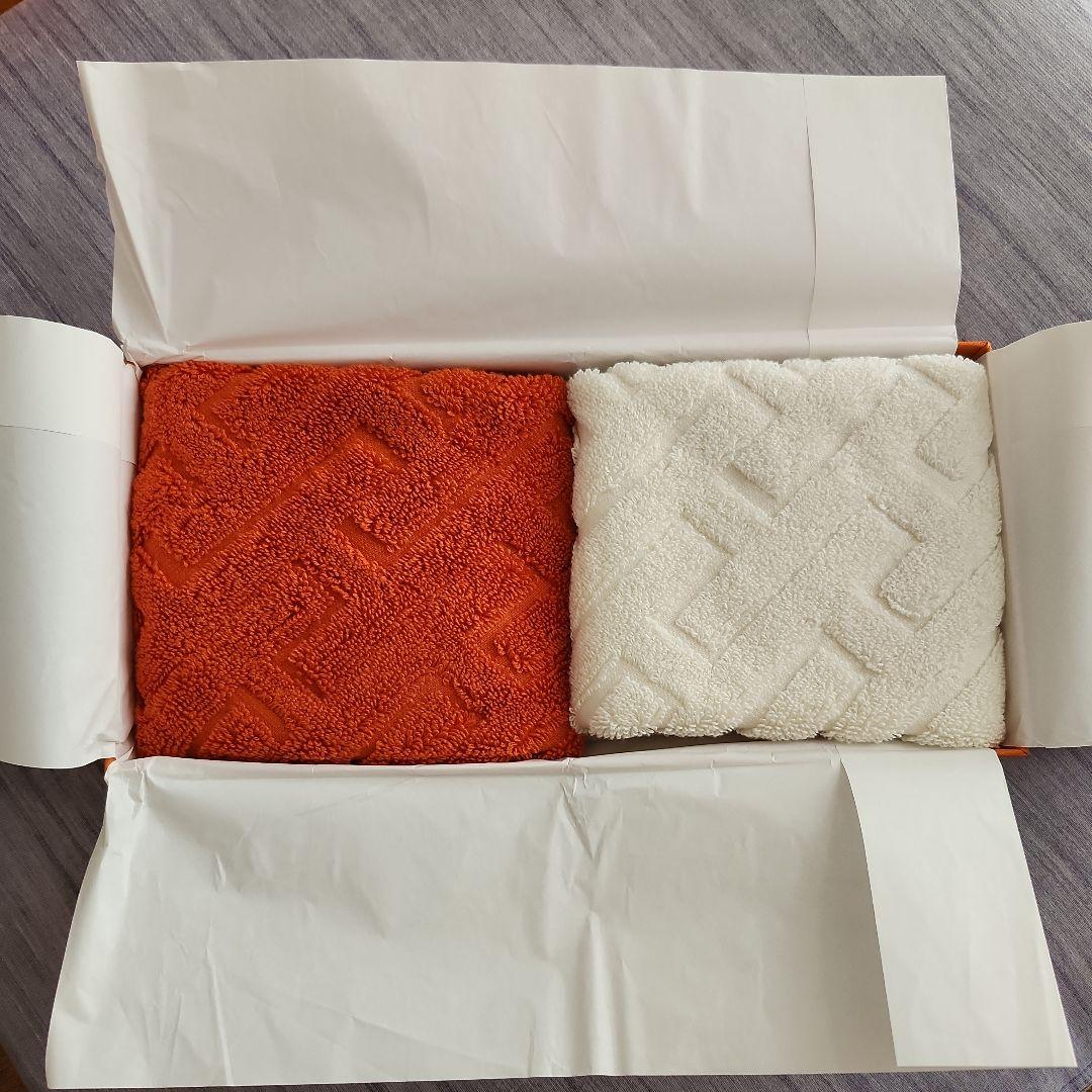 Ｈ*3様 HERMES エルメス 箱付き タオルセット オレンジ ホワイト