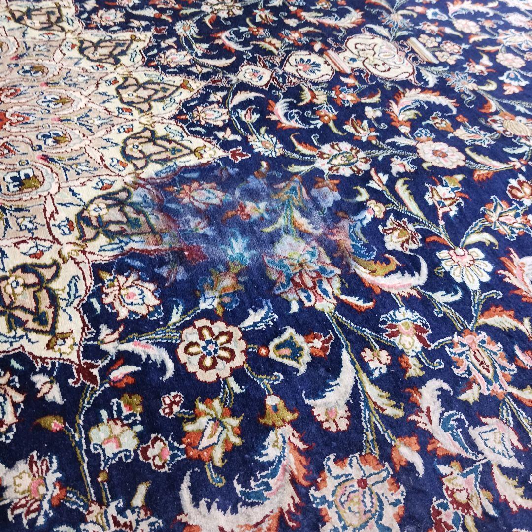 Y3254 高級ペルシャ絨毯 カシャーン シルク100% 工房サイン 手織り