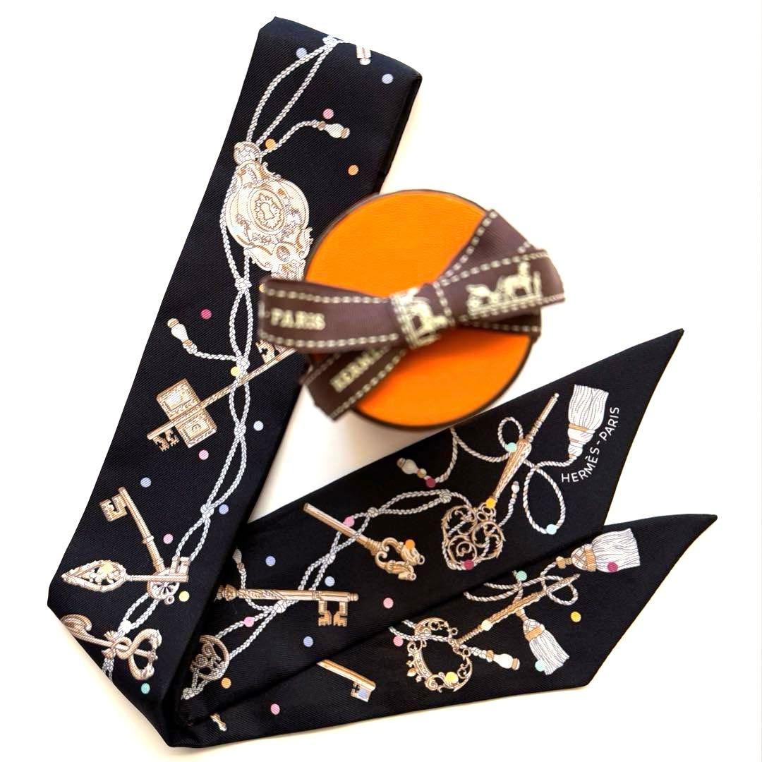 予約完売 極希少 極美品 エルメス ツイリー レクレアポア ノワール 黒 金