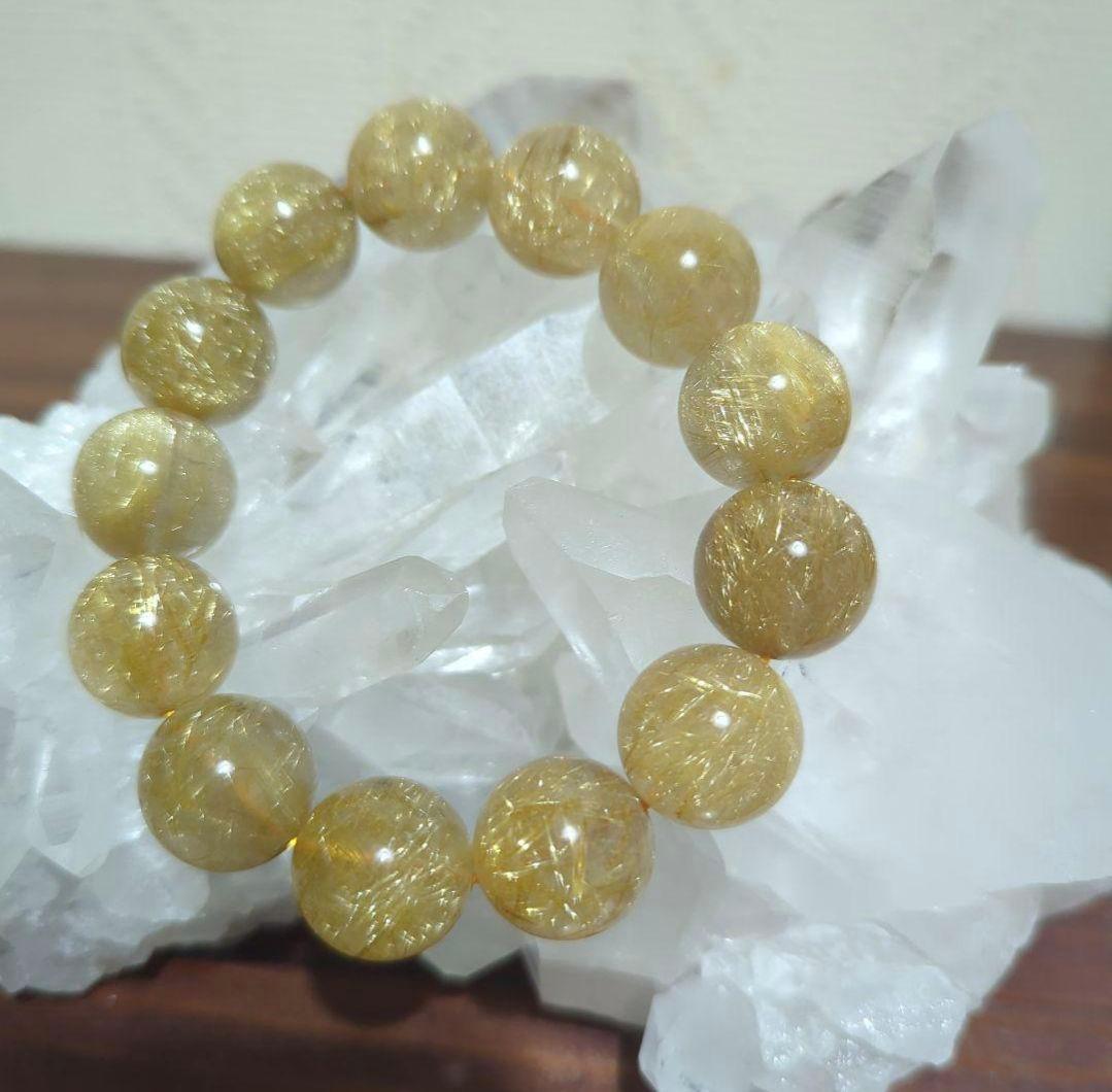 ルチルクォーツ タイチンルチル パワーストーンブレスレット16.9-17.2mm