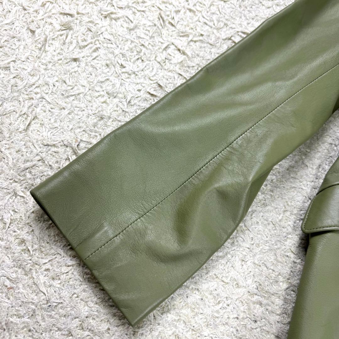 希少カラー★バルマン ラムレザー ジャケット グリーン ロゴボタン XL