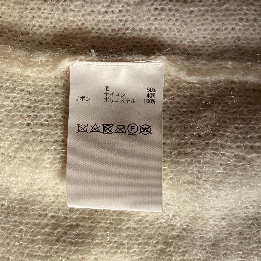 ピンクハウス　アイボリー リボン付き 長袖ニットセーター