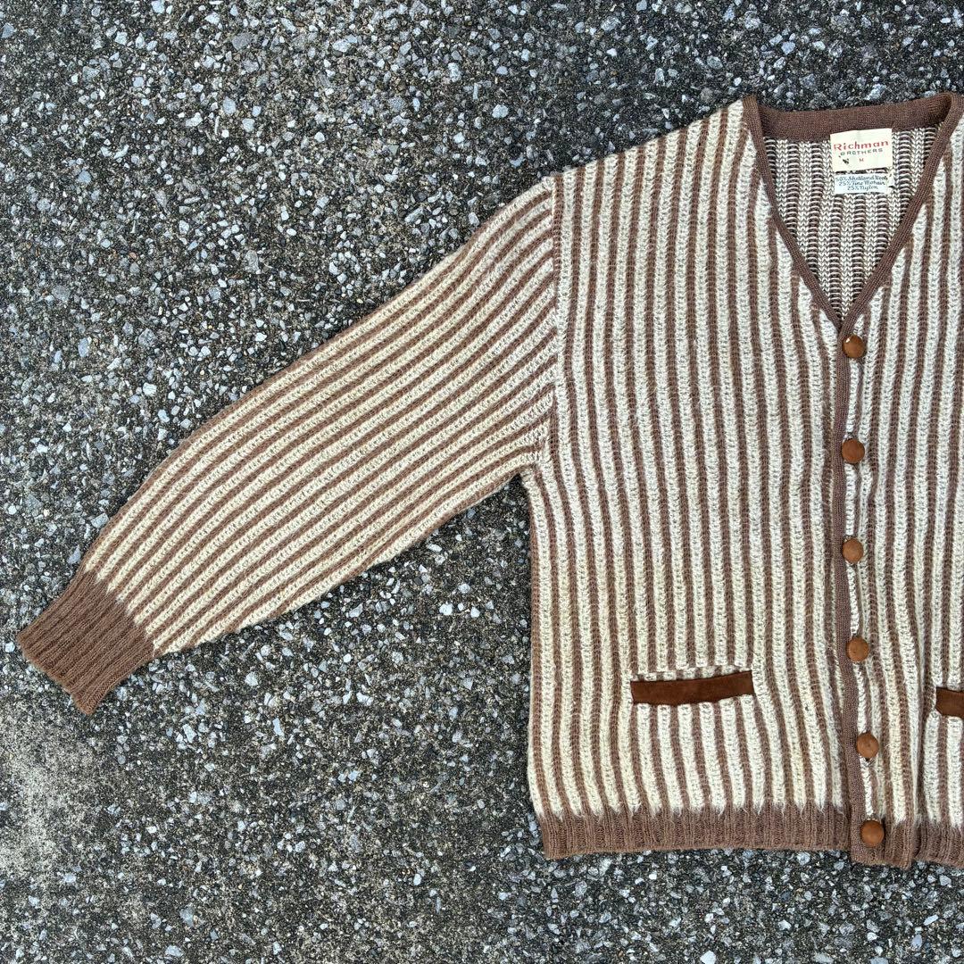 60年代 リッチマンブラザーズ ストライプ モヘア混 ウール カーディガン