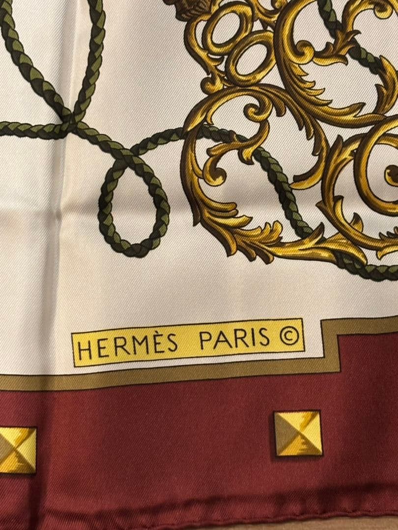 [美品] HERMES　大判スカーフ　シルク100％　エルメス