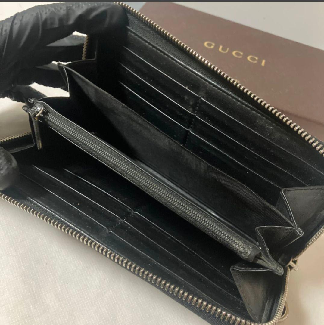 リ*ウ様 【美品】GUCCI グッチ ラウンドファスナー 長財布 レザー ブラッ