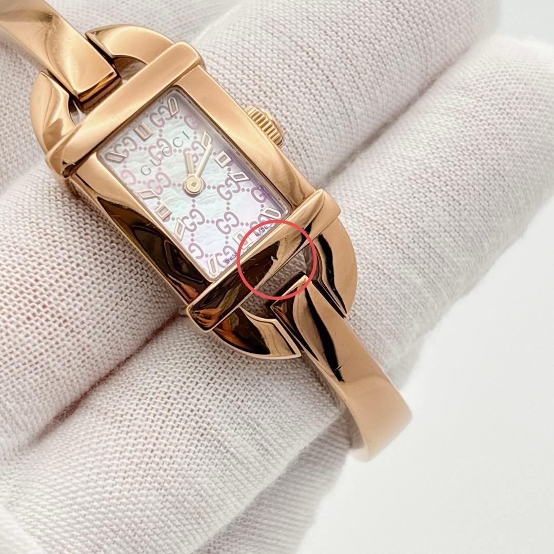 【人気・電池新品】GUCCI 6800L GG柄 ピンク シェル ピンクゴールド