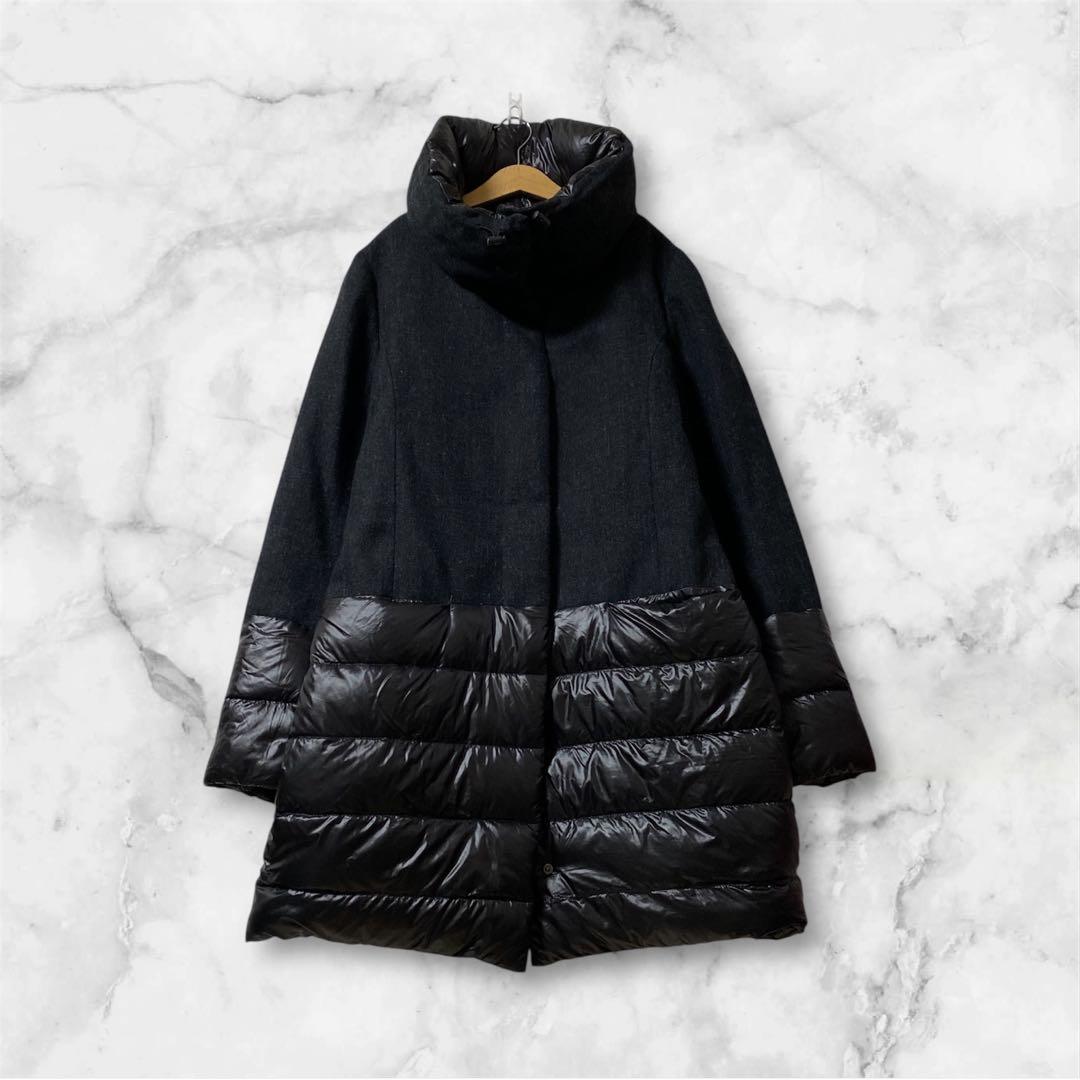 メルヴェイユ ヴァント　リバーシブル　ダウン　ウール　ロングコート　大きめ　黒