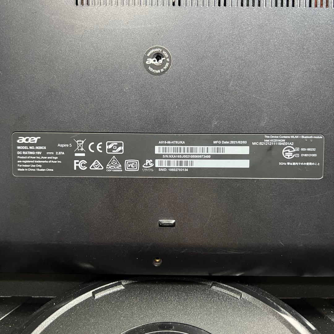 美品 Acer 第11世代 Core i7 128GB SSD 初期化済