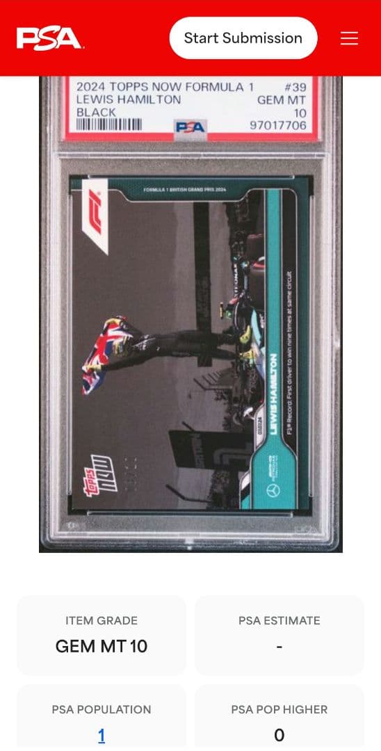その他 Lewis Hamilton 2024 Topps now #39 PSA10