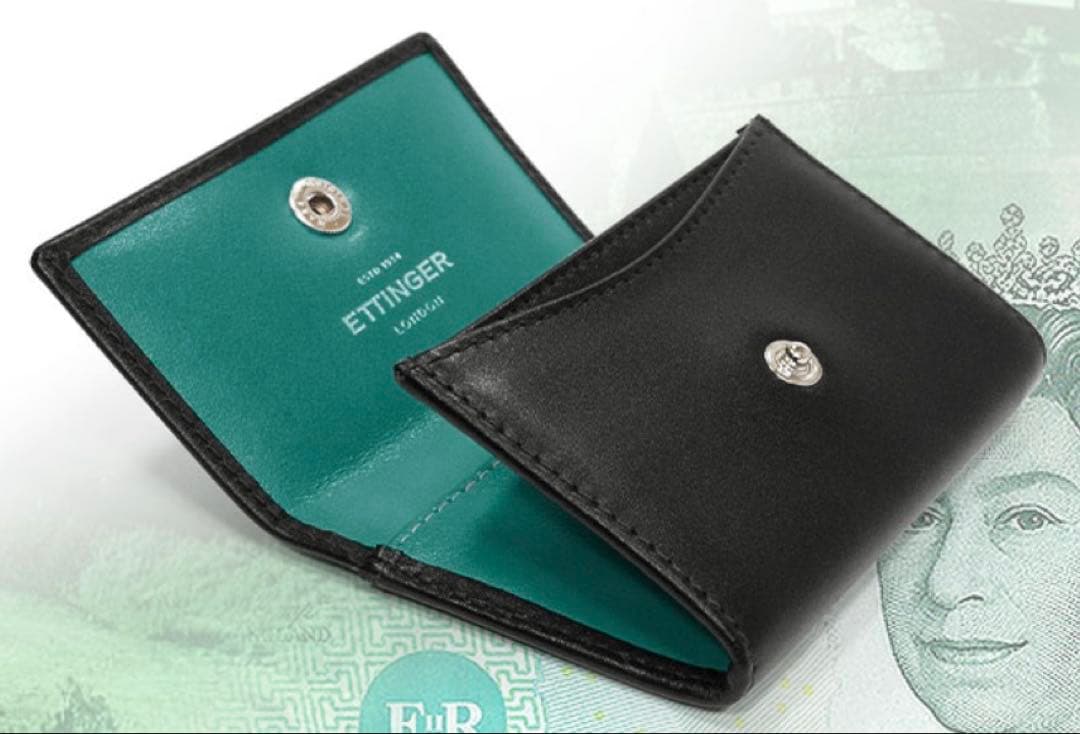 【未使用】ETTINGER エッティンガー 小銭入れ ブラック×ターコイズ