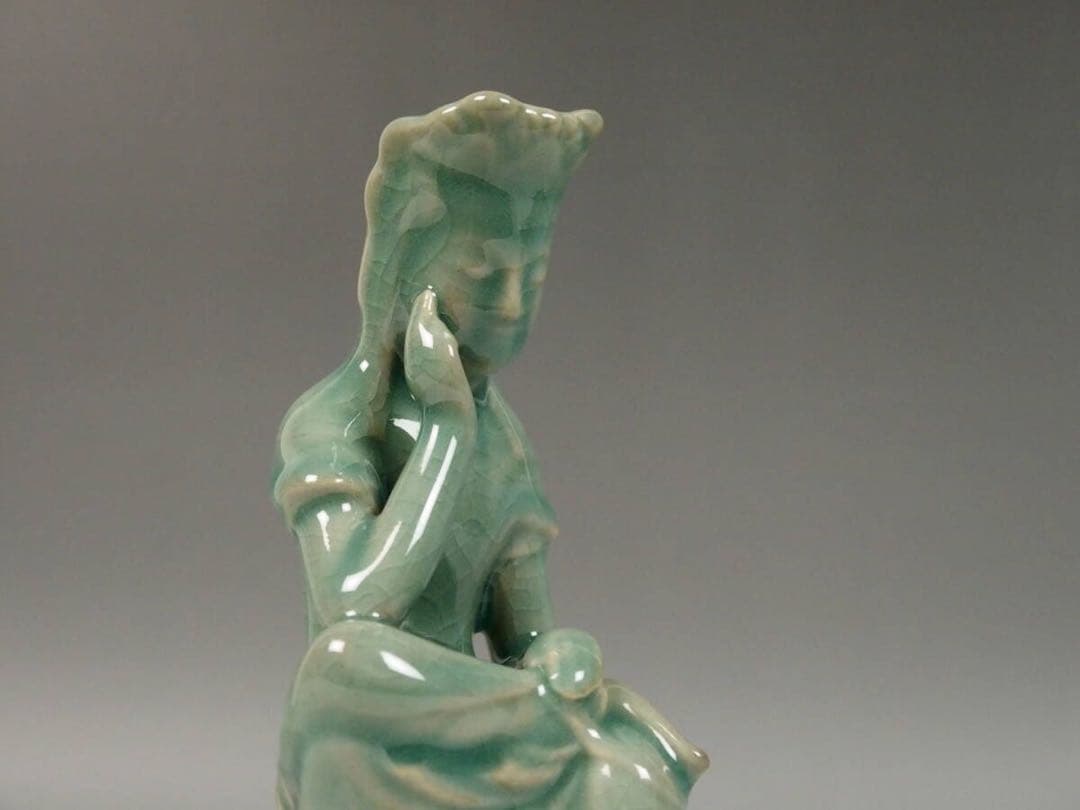 【高麗青磁弥勒菩薩半跏思惟像】陶器　仏像　東洋彫刻　青磁　民芸　民藝　骨董