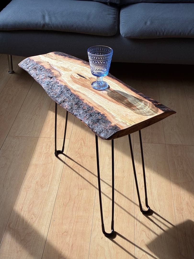 国産桜さくら【美しい色艶】無垢天然木一枚板 サイドテーブル　一点もの