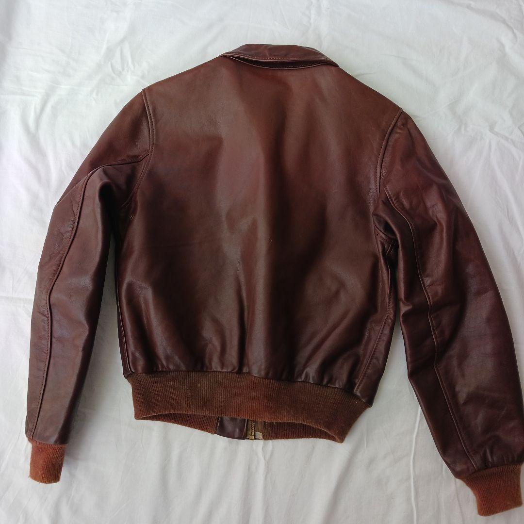 Golden Bear ブラウンレザー革製ジャケット、80年ヴィンテージ