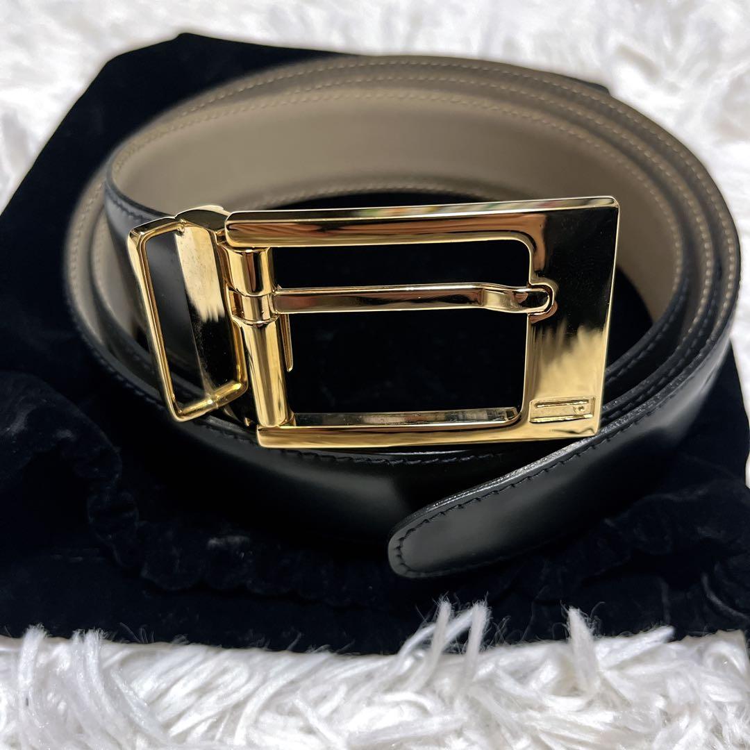 【未使用】dunhill ダンヒル レザー ゴールド金具 ベルトメンズブラック