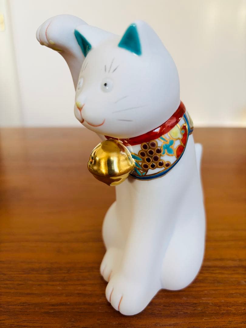 【新品未使用】上出長右衛門窯　招き猫　右手　左手　まねきねこ　白