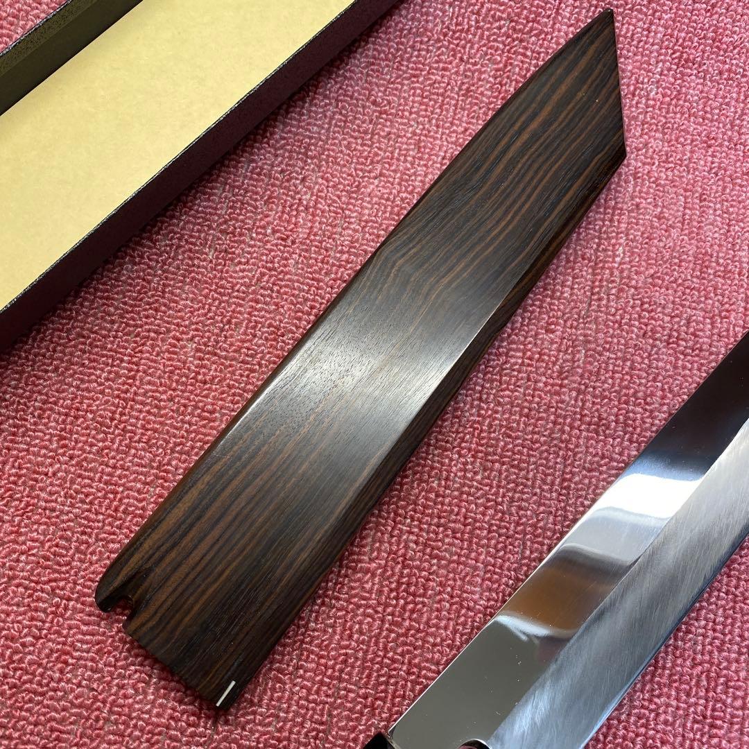 銀三　本焼き　切付包丁　270㎜ 9寸　黒檀鞘付き