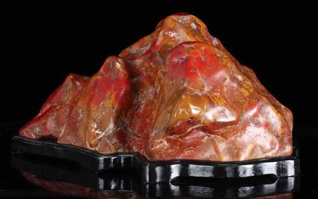 佐渡 赤玉石 赤石 黄色 鑑賞石 自然石 ジャスパー 台座付 大型25.2kg