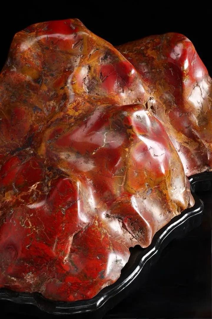 佐渡 赤玉石 赤石 黄色 鑑賞石 自然石 ジャスパー 台座付 大型25.2kg