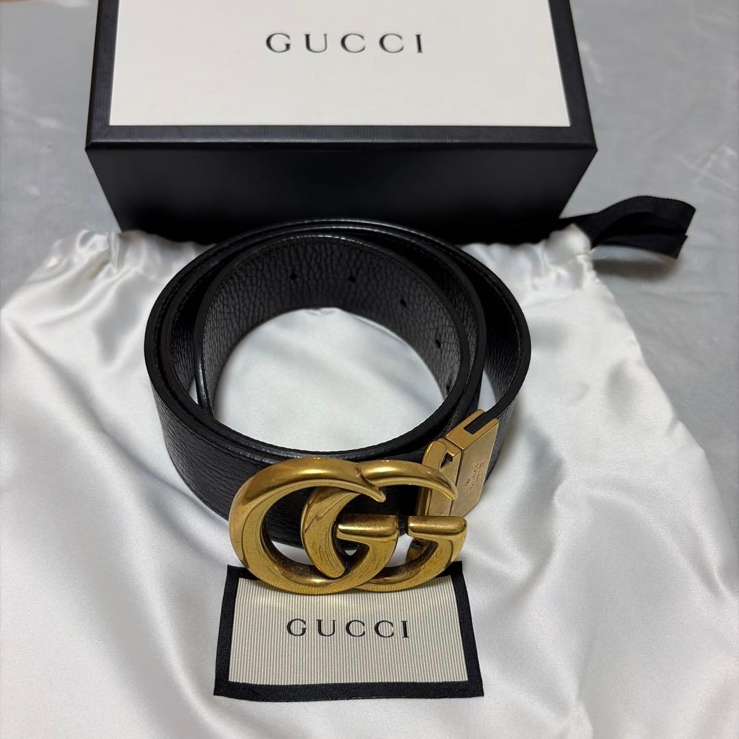 GUCCI リバーシブル レザー ベルト(ダブルG バックル)