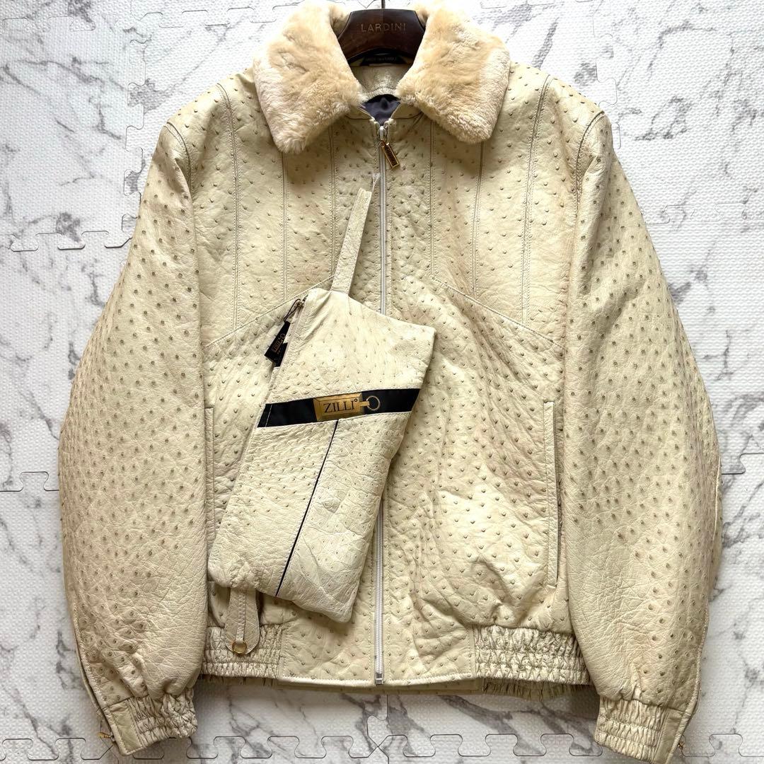 世界最高峰✨ZILLI ジリー ミンクファー襟 総オーストリッチジャケット 52