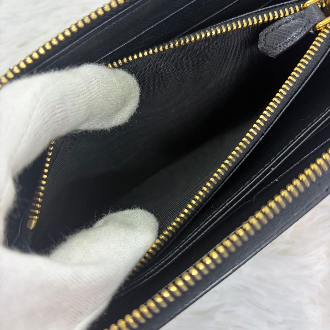 極美品✨プラダ　長財布　ラウンドファスナー　シャイン　サフィアーノ　レザー　黒